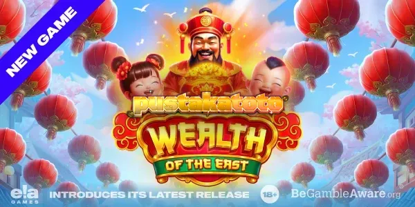 Tampilan visual permainan slot Wealth of the East dengan tema festival timur
